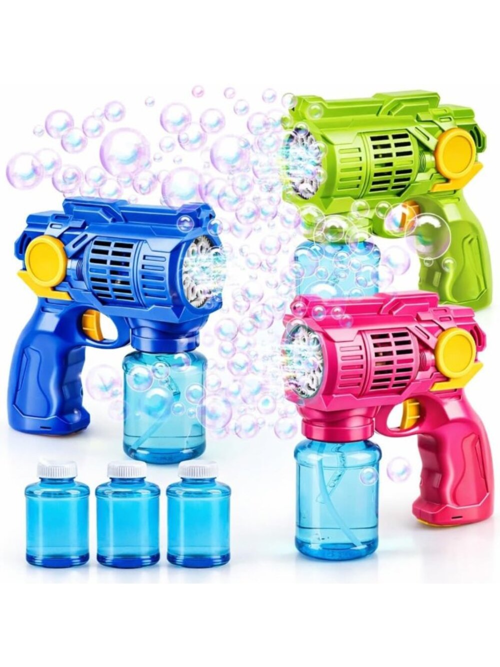 3 Pack Automatic Bubble Guns for Kids - Leakproof, Lightweight Summer Fun, Party